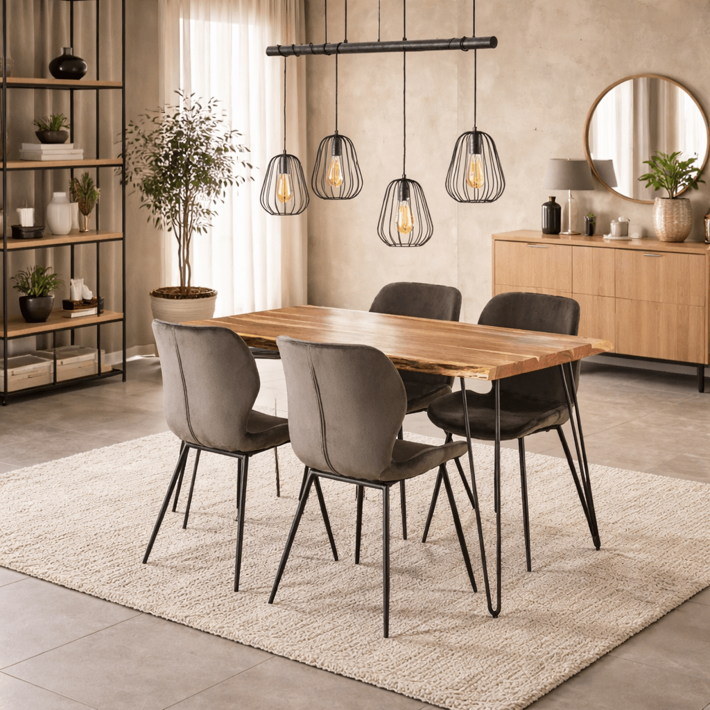 Industriële Eettafel Novi Acaciahout 130x70