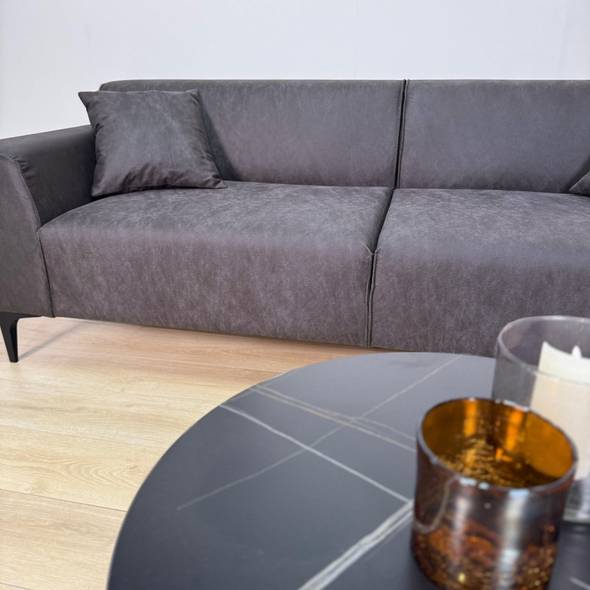 3-zits bank antraciet microvezel stof Davidson