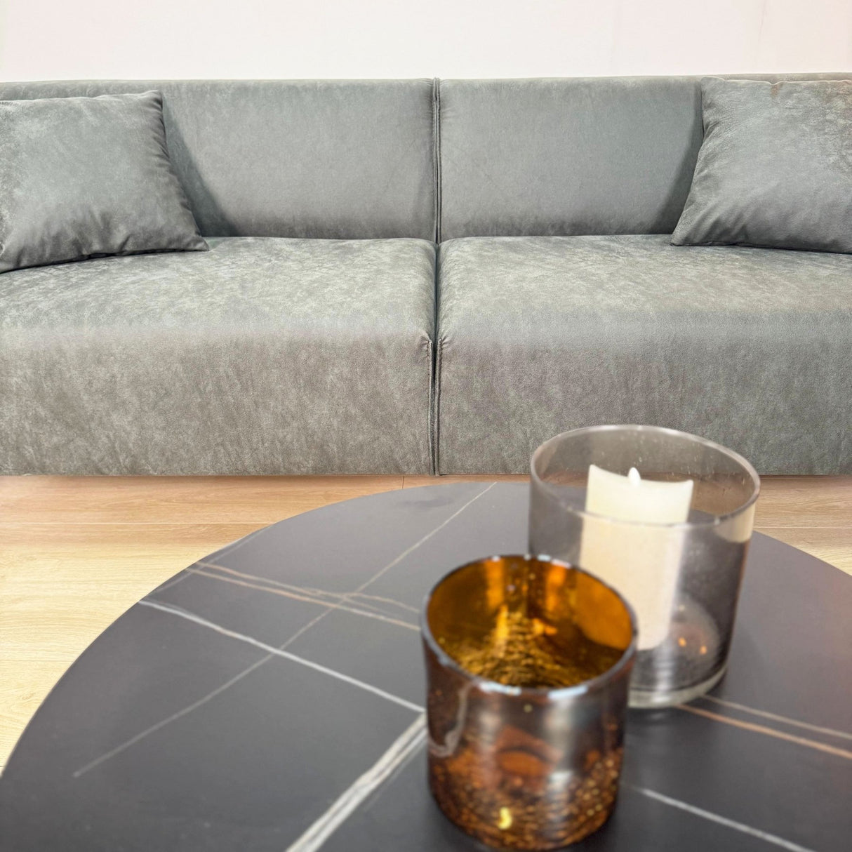 3-zits bank groen microvezel stof Davidson