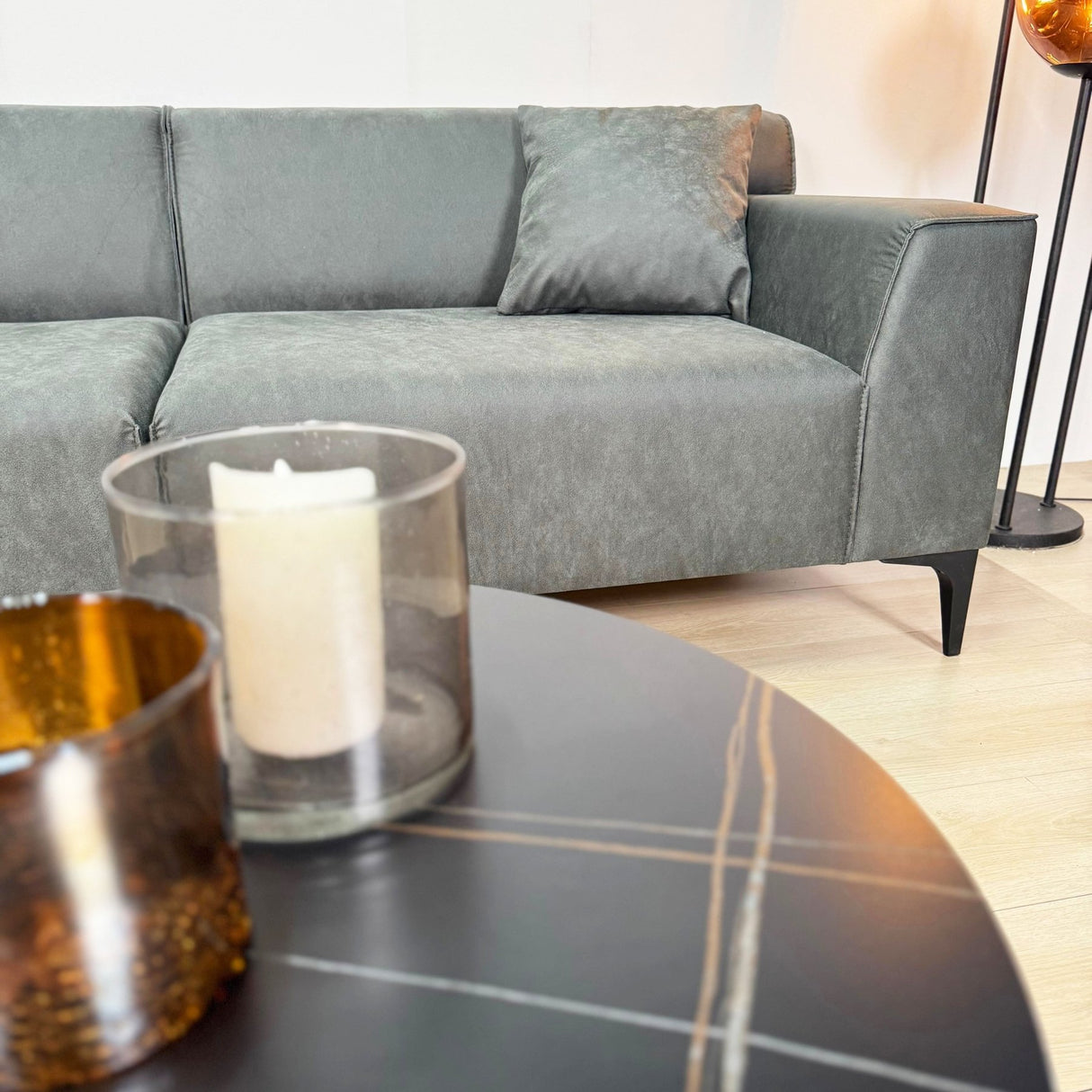 3-zits bank groen microvezel stof Davidson