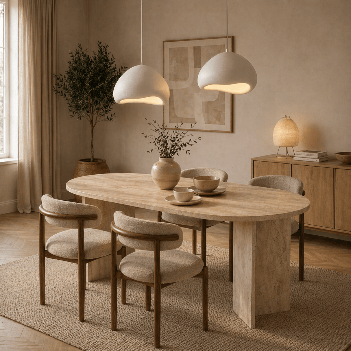 Luxe Hanglamp Wit Ø50 cm en Ø50 cm – Glasvezel kappen - Eleonora