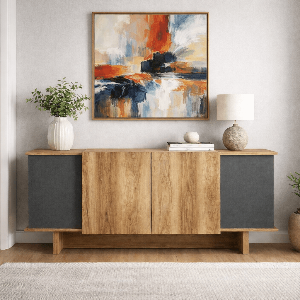 Dressoirs - Modern Dressoir Antraciet - Walnootlook Melamine Diana 180 cm - Dimehouse