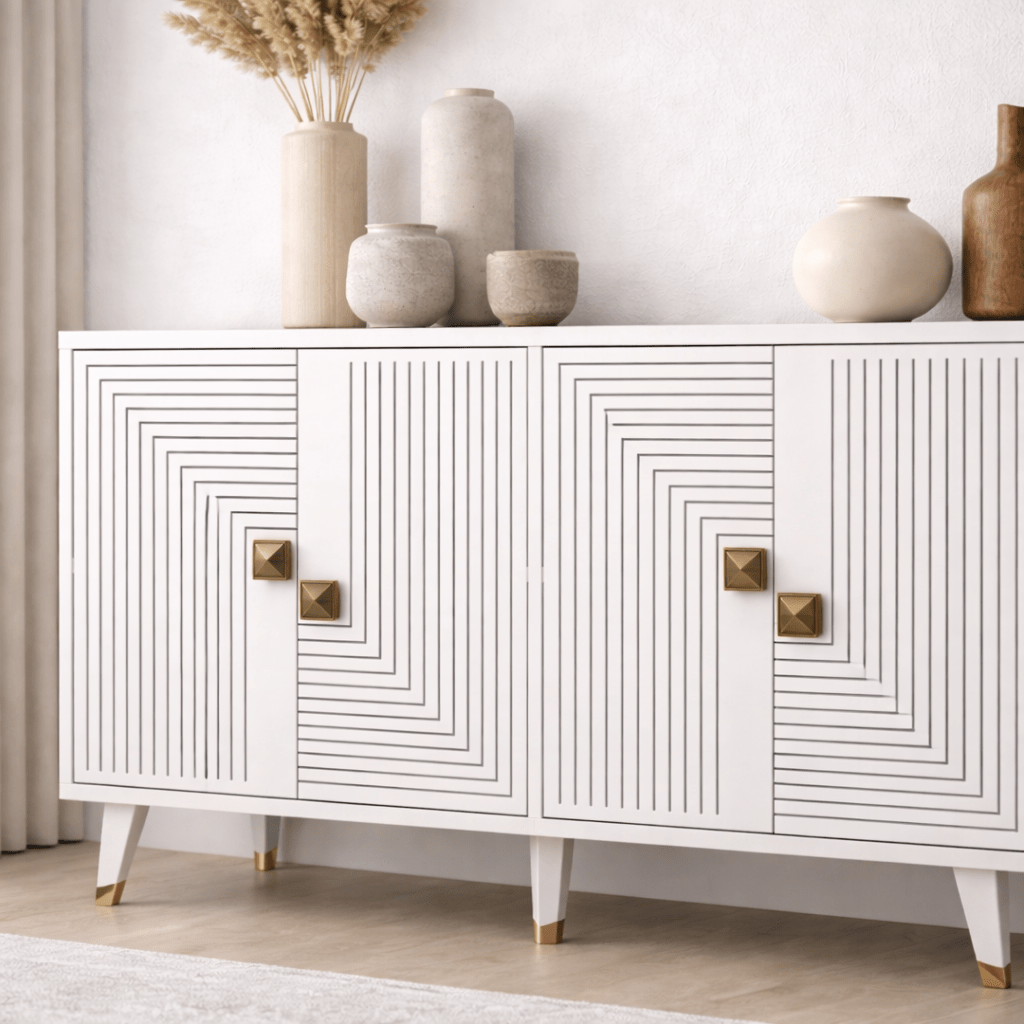 Modern Dressoir Wit-Goud 120 cm Melamine Ahart