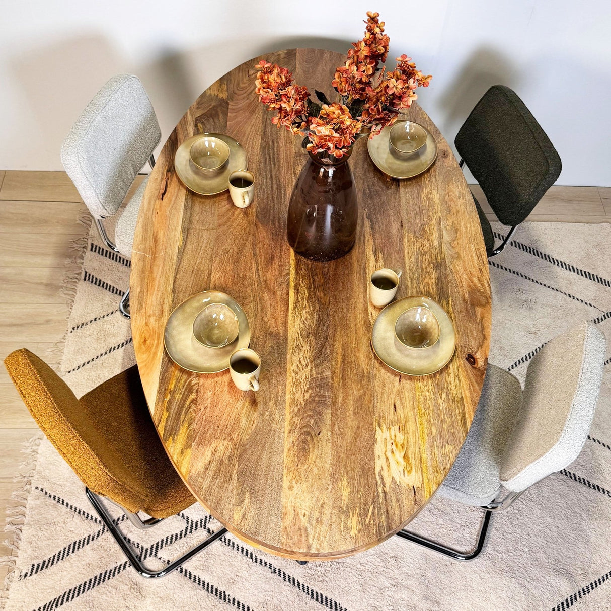 Moderne Eetkamerstoel Grijs Bouclé Stof Sway - Chrome Frame - Zonder Armleuningen