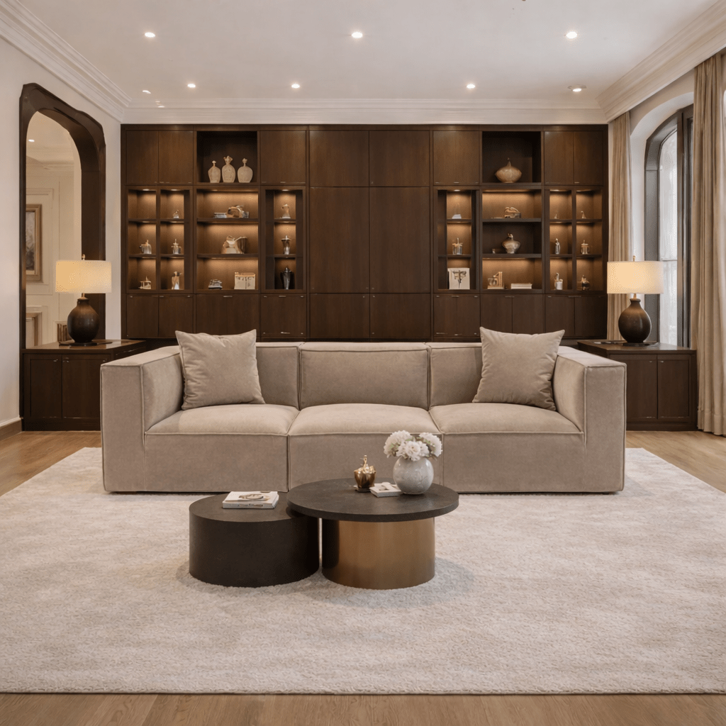 Banken - Modulaire XXL 3 - zits bank Sora 325 cm breed in Cappucino linnen - Dimehouse
