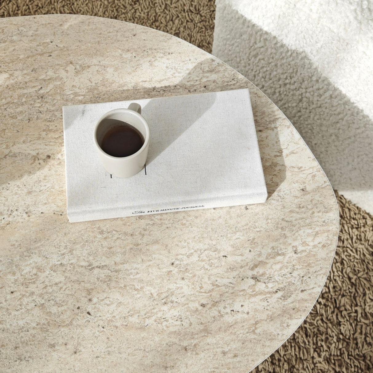 Organische Salontafel Travertin Melamine Japandi - 105x65 cm - Rack