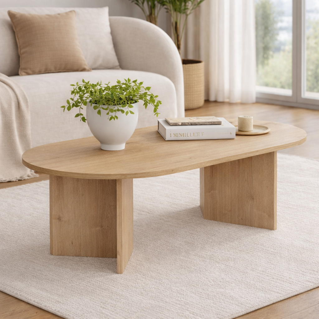 Ovale Salontafel Sapphire Eikenhout Look Sabla - 119x60