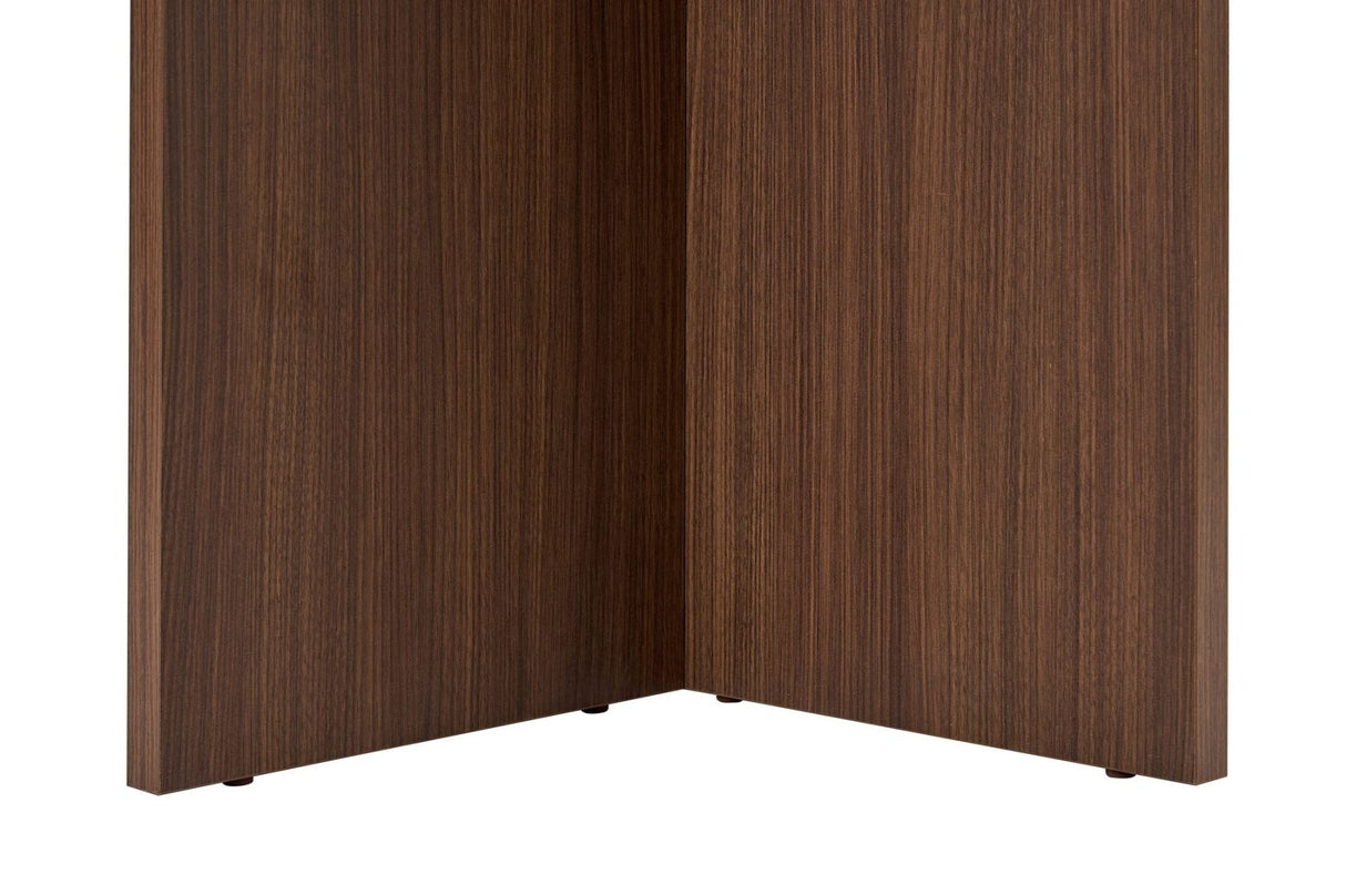 Ovalen eettafel Travertine blad - Walnoot melamine - 180x89,5x75 cm - Sablin