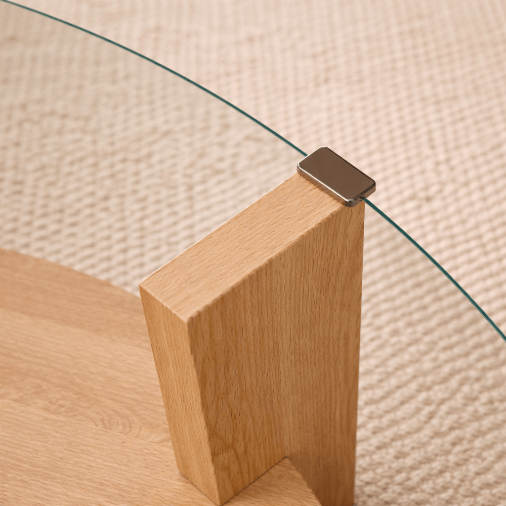 Ronde salontafel eiken melamine transparant glas Ø75 cm - Cairo