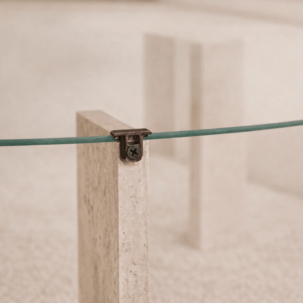 Ronde salontafel travertine melamine transparant glas Ø75 cm - Cairo