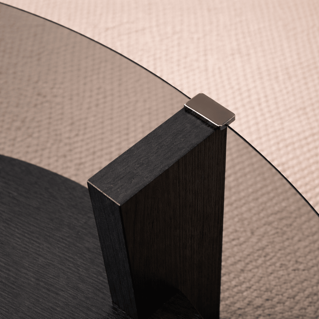 Ronde salontafel zwart melamine rookglas Ø75 cm - Cairo