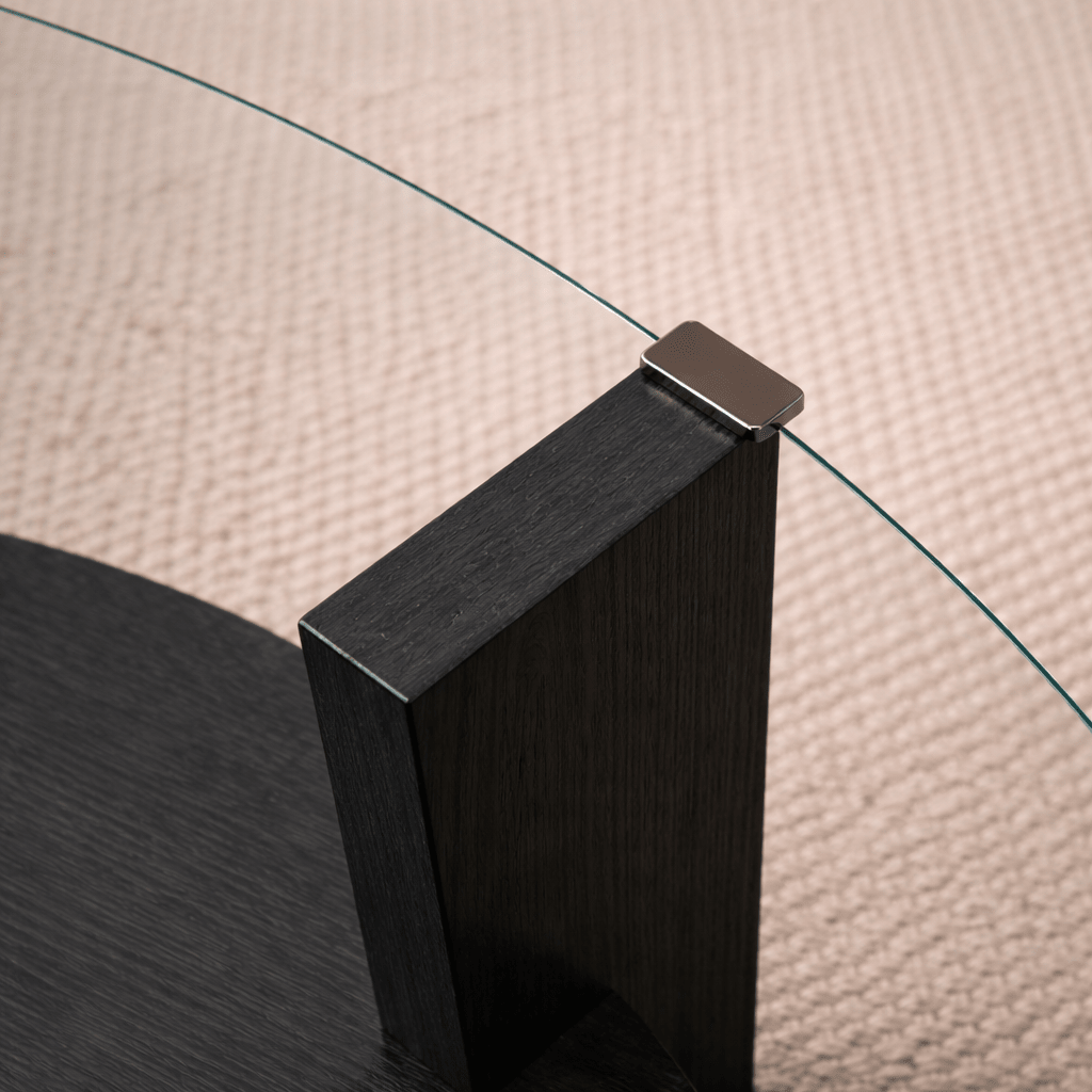 Ronde salontafel zwart melamine transparant glas Ø75 cm - Cairo