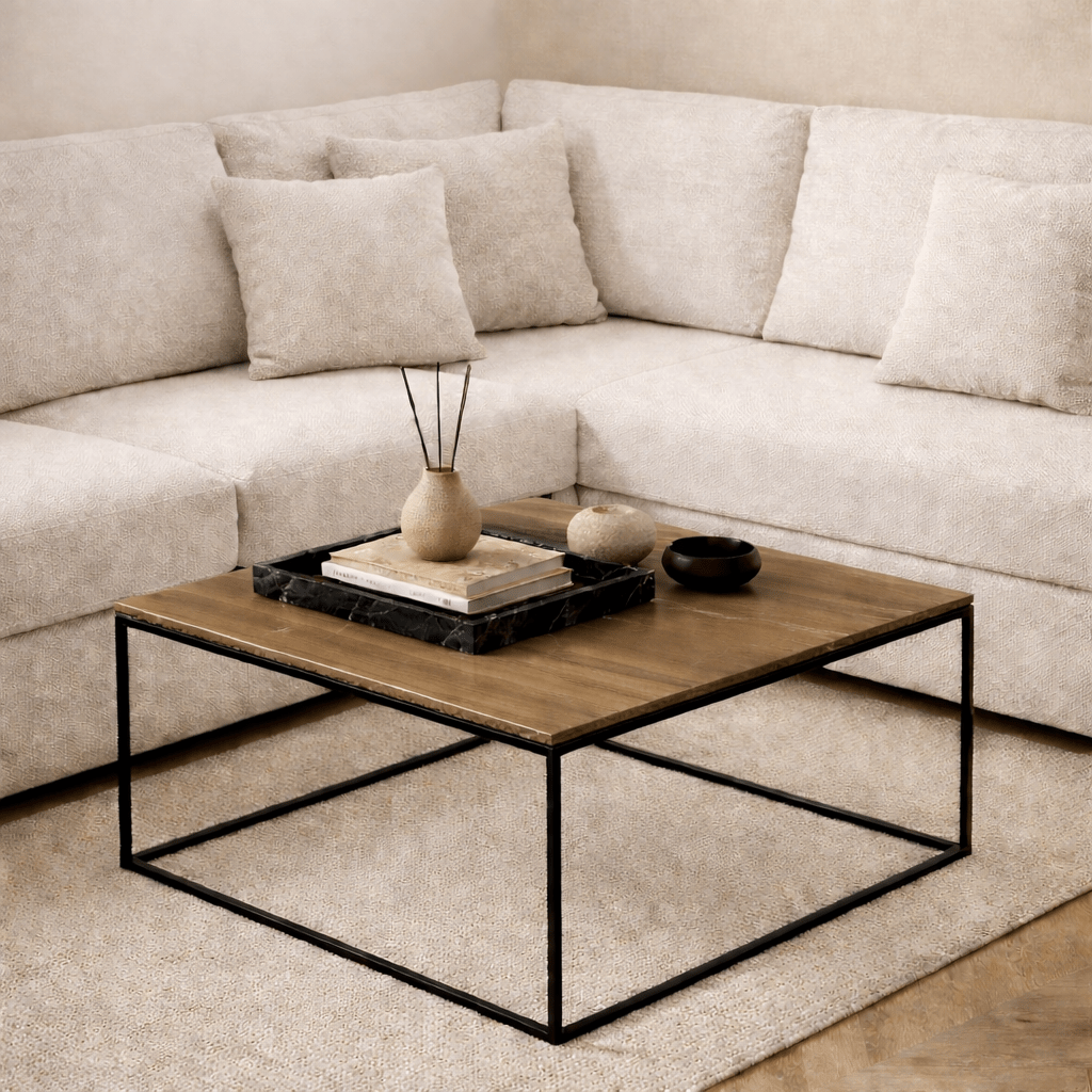 Vierkante salontafel Houtlook Melamine - 75x75 cm - Pola