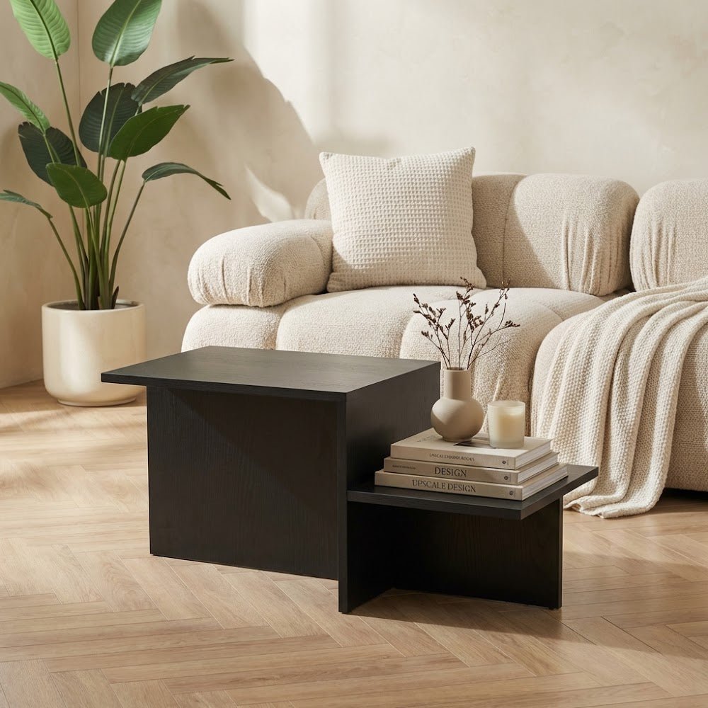 Salontafels - Salontafel Zwart Melamine - 80 x 40 cm - Eterna - Dimehouse