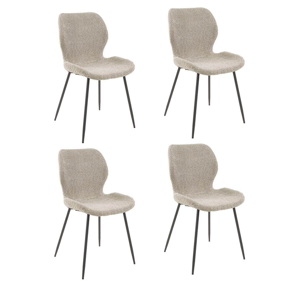 Set van 4 eetkamerstoelen Argo Bouclé zand