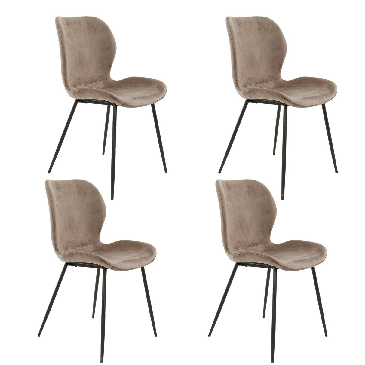 Set van 4 eetkamerstoelen Argo Velours champagne