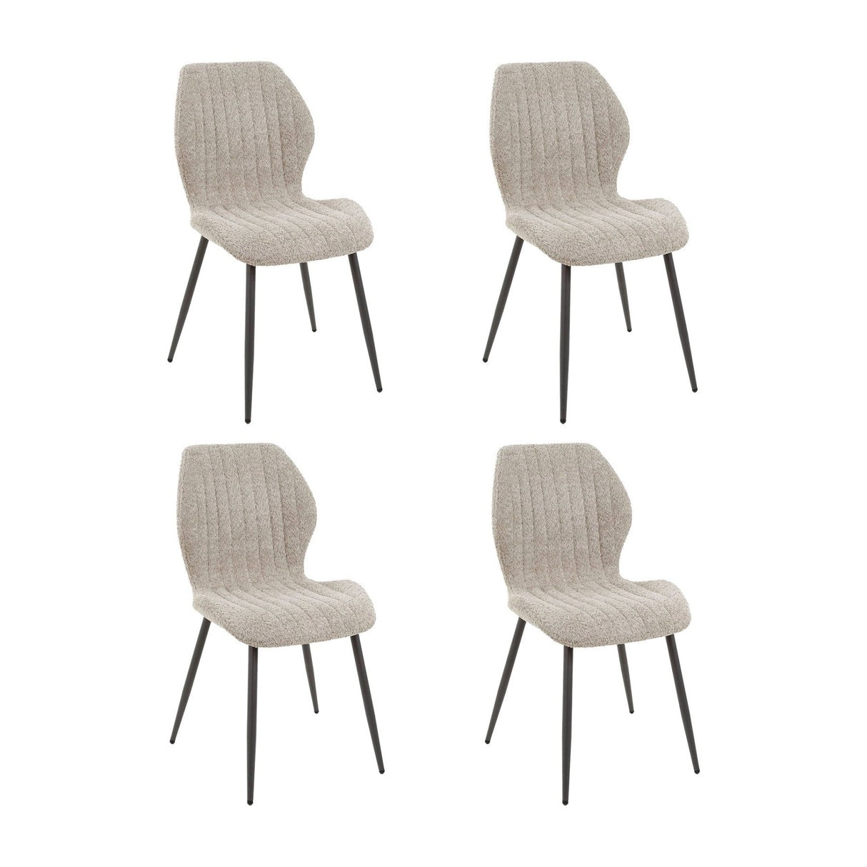 Set van 4 eetkamerstoelen Luna Bouclé Zand