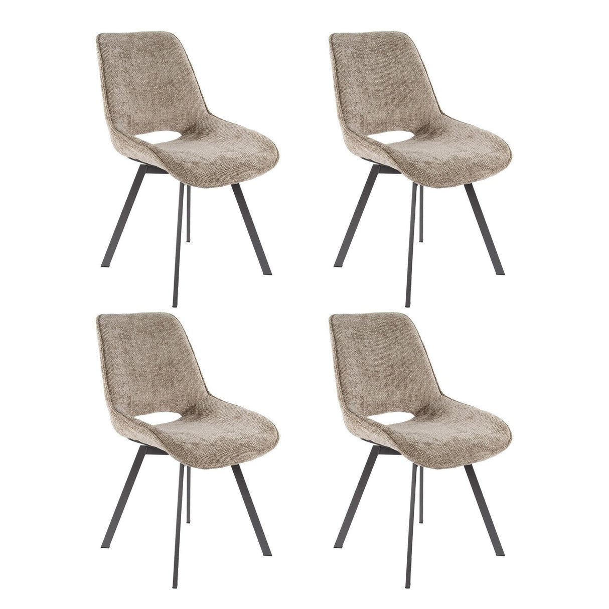 Set van 4 eetkamerstoelen Riviera Rich champagne draaibaar