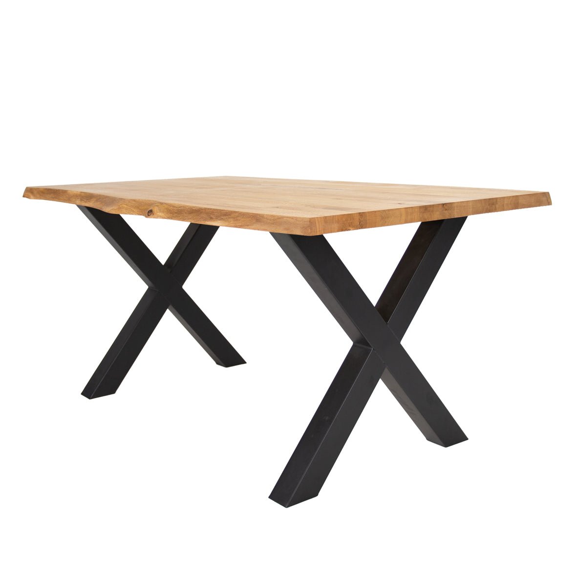 Eettafel Revi Eikenhout - Boomstamvorm - Zwarte X-poot