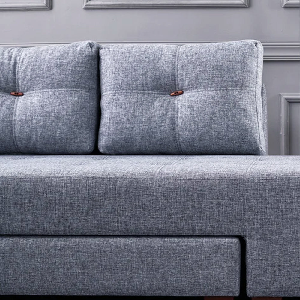 Slaapbank lichtblauw stof - XL 280x206 cm - met wielen - Rechts - Manama