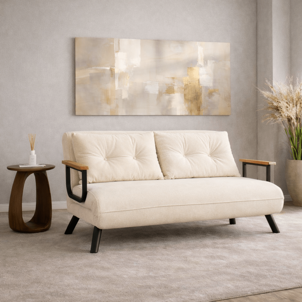 Slaapbank crème stof 3-zits - Sando