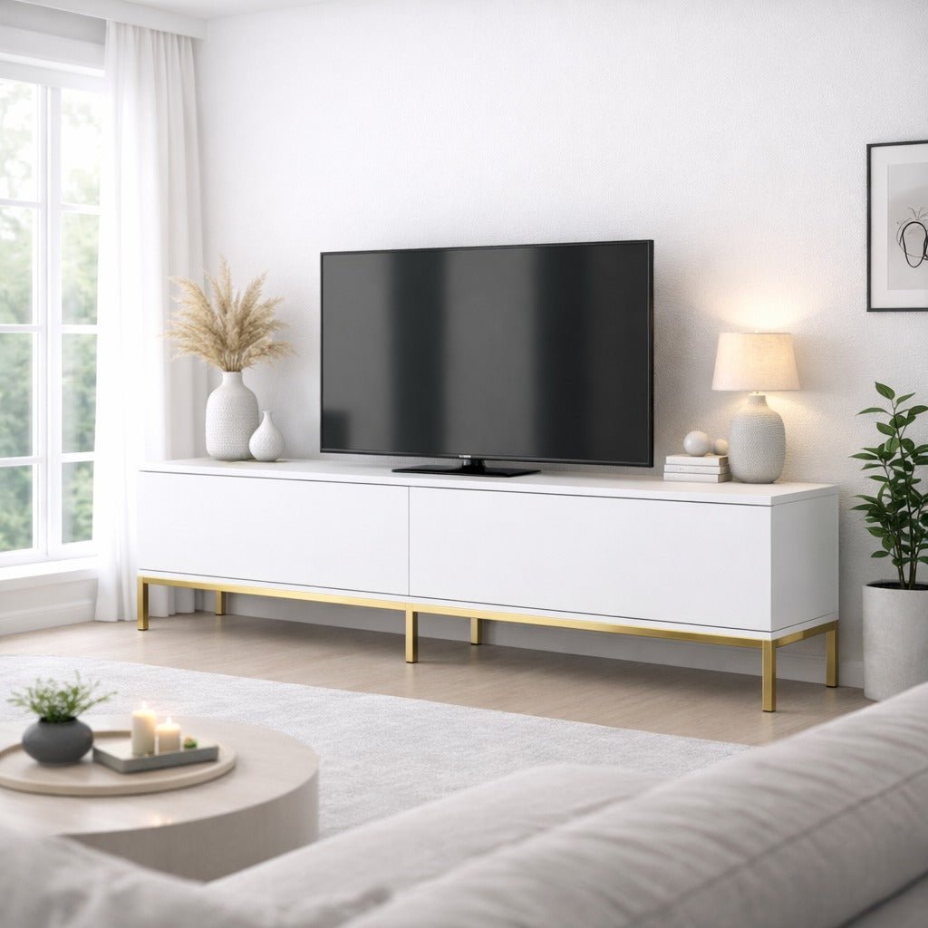 TV Meubel Lord Wit Goud Melamine 180x47x30 cm