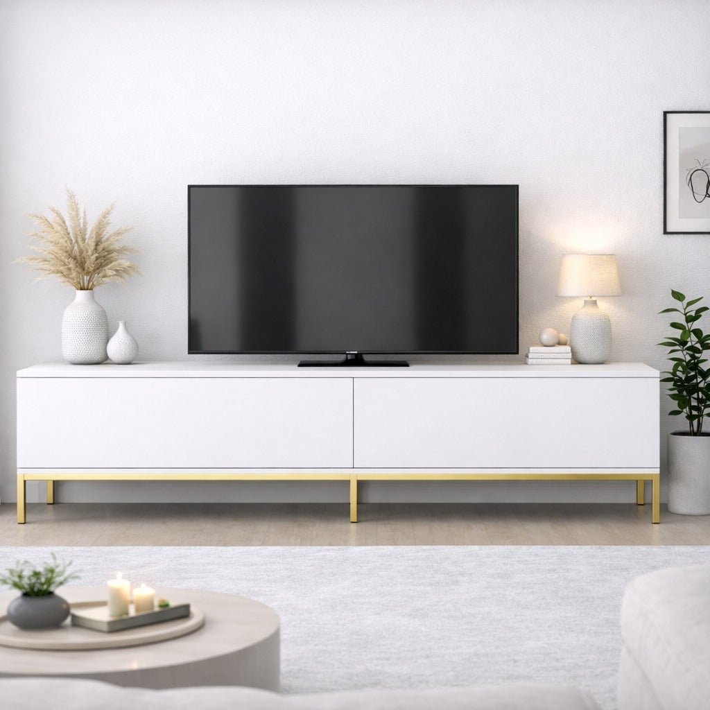 TV Meubel Lord Wit Goud Melamine 180x47x30 cm