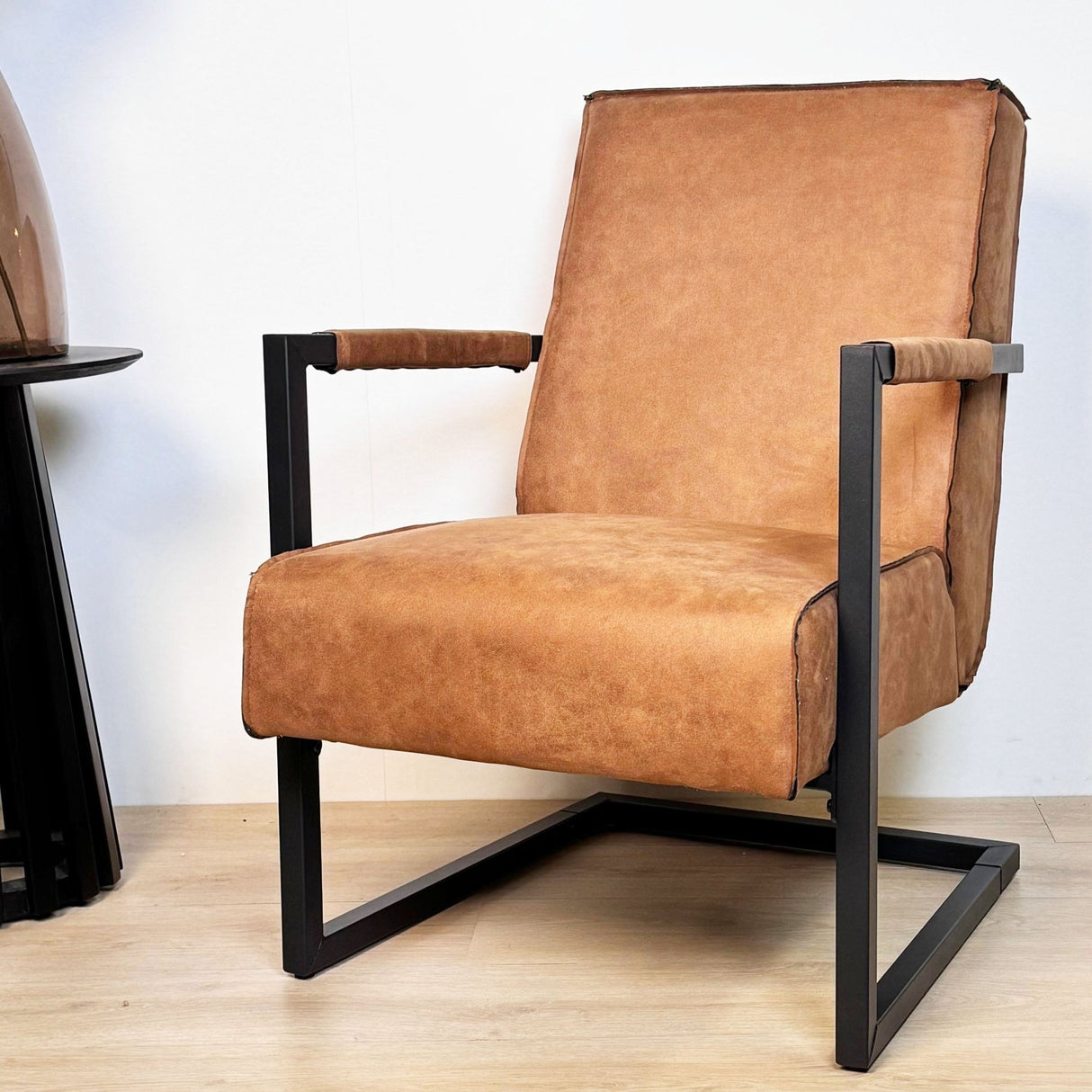 Industriële leren fauteuil cognac Tiger
