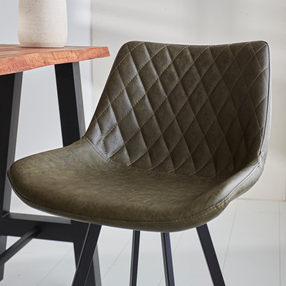 Industriële barkruk Juno Groen Kunstleer - Zithoogte 70 cm - Zonder Armleuningen