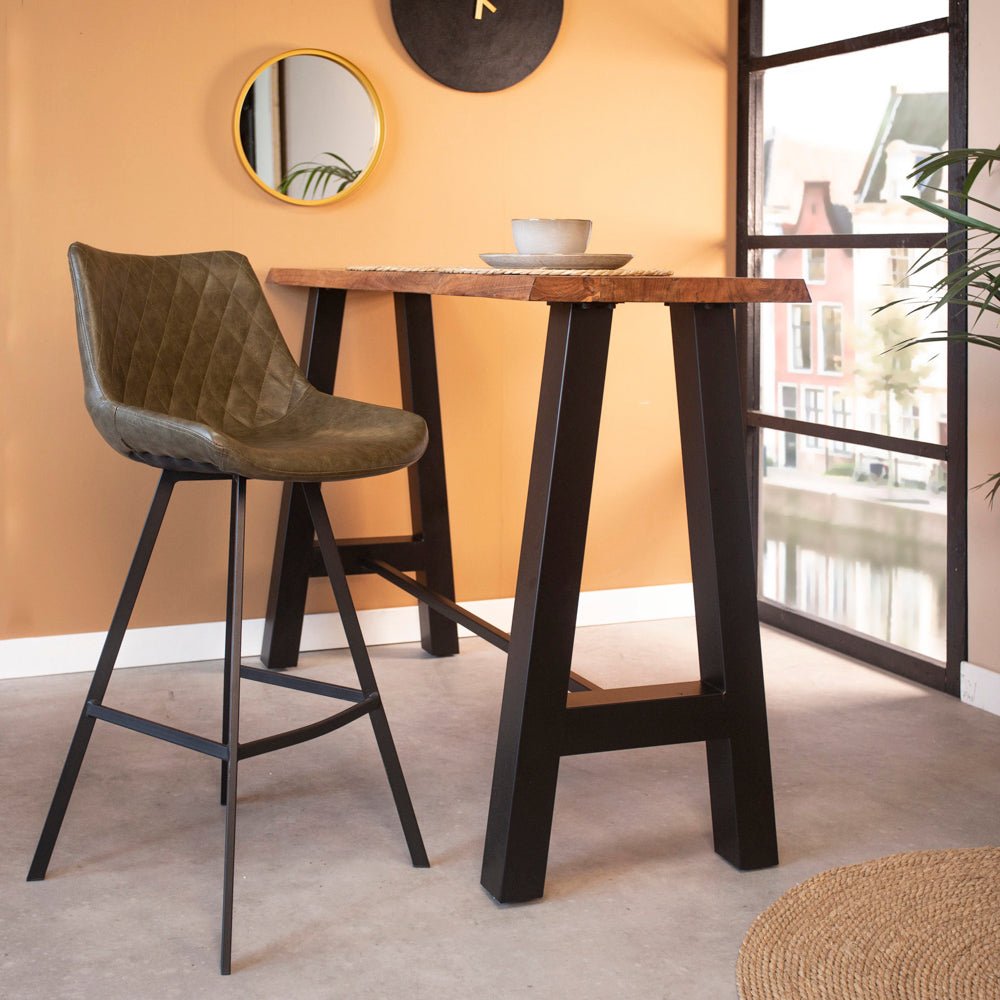 Industriële barkruk Juno Groen Kunstleer - Zithoogte 70 cm - Zonder Armleuningen