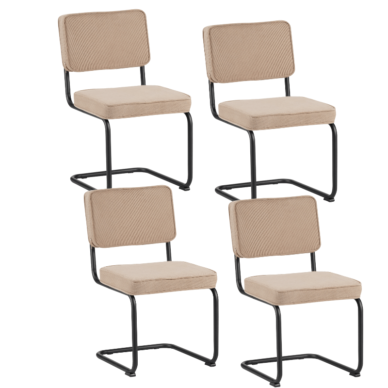 Set van 4 Eetkamerstoelen Remo Beige Ribstof - Zonder Armleuningen