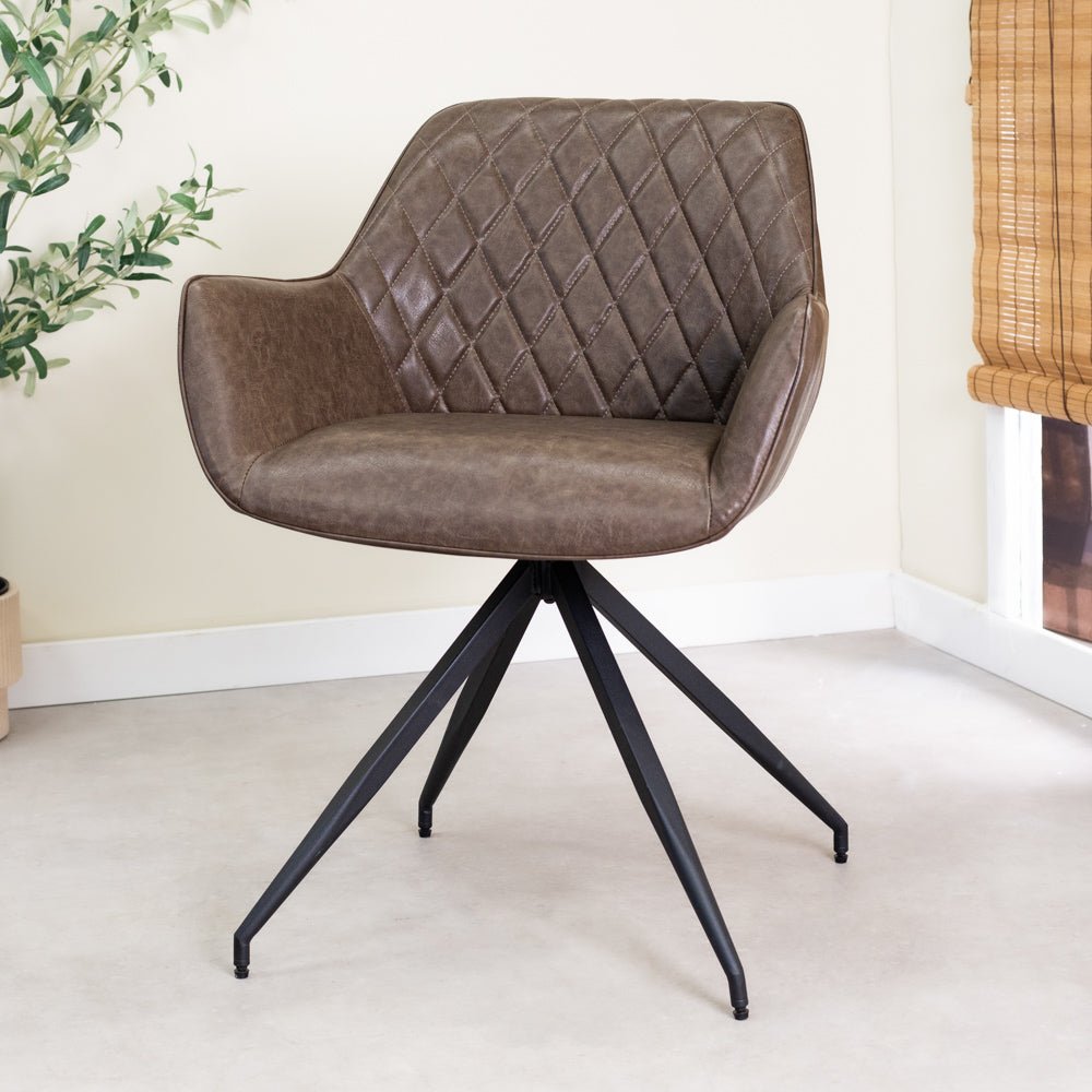 Set van 4 Industriële Eetkamerstoelen Gian Taupe - Met Armleuningen