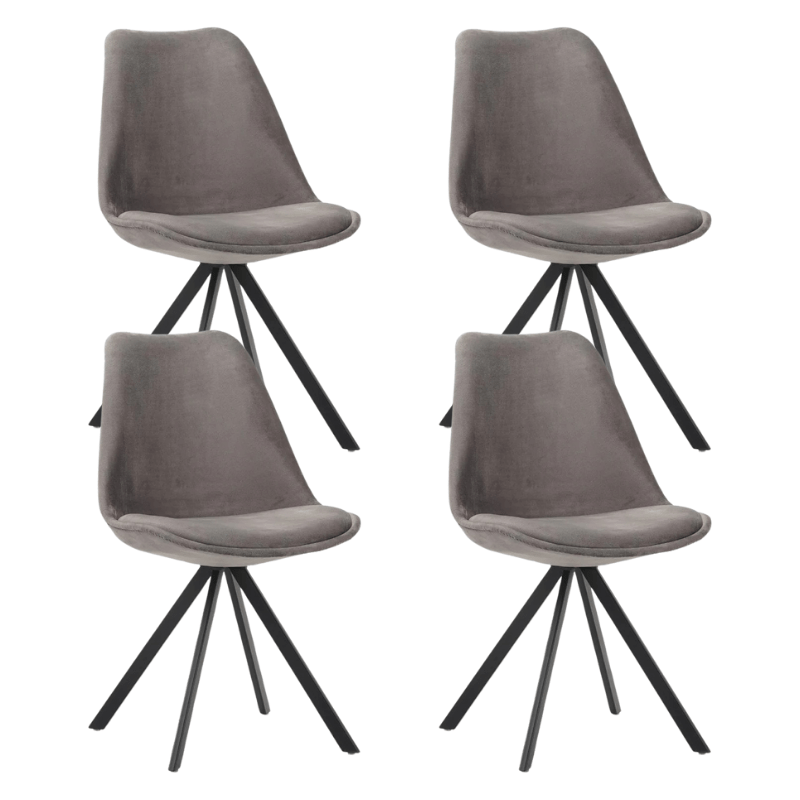 Set van 4 Eetkamerstoelen Jace Velvet Grijs - Zonder Armleuningen