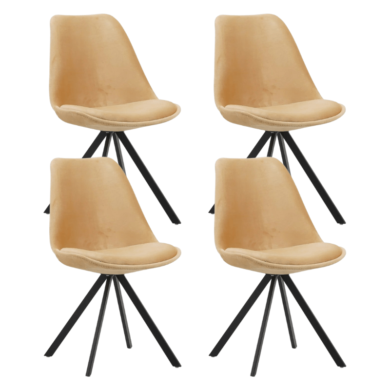 Set van 4 Eetkamerstoelen Jace Velvet Beige - Zonder Armleuningen