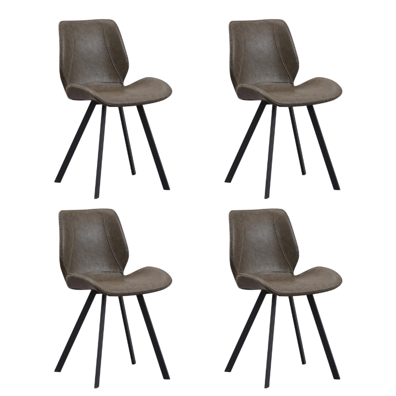 Set van 4 Eetkamerstoelen Industrieel Groen Kunstleer Barry - Zonder Armleuningen