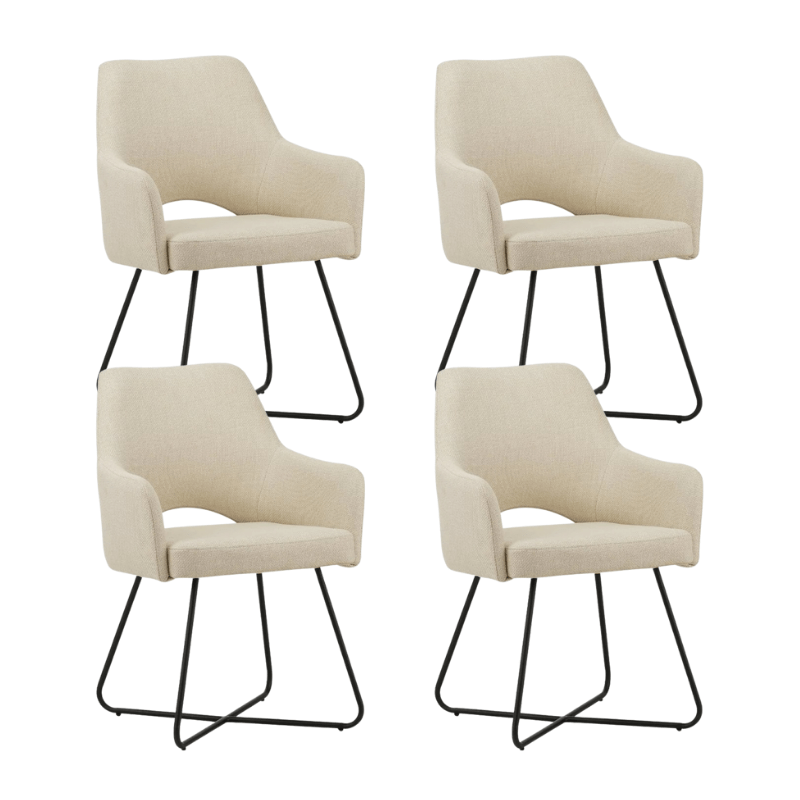 Set van 4 Eetkamerstoelen Suzy Beige Stof - Met Armleuning