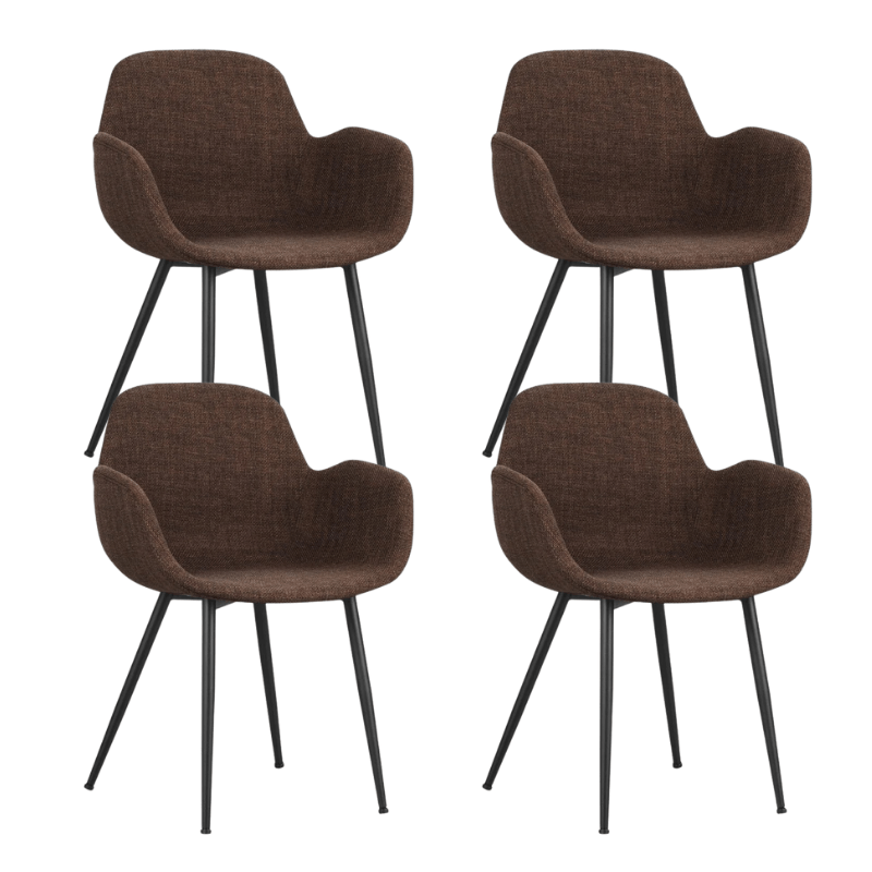 Set van 4 Eetkamerstoelen met kuipvormige zitting Mick bruin