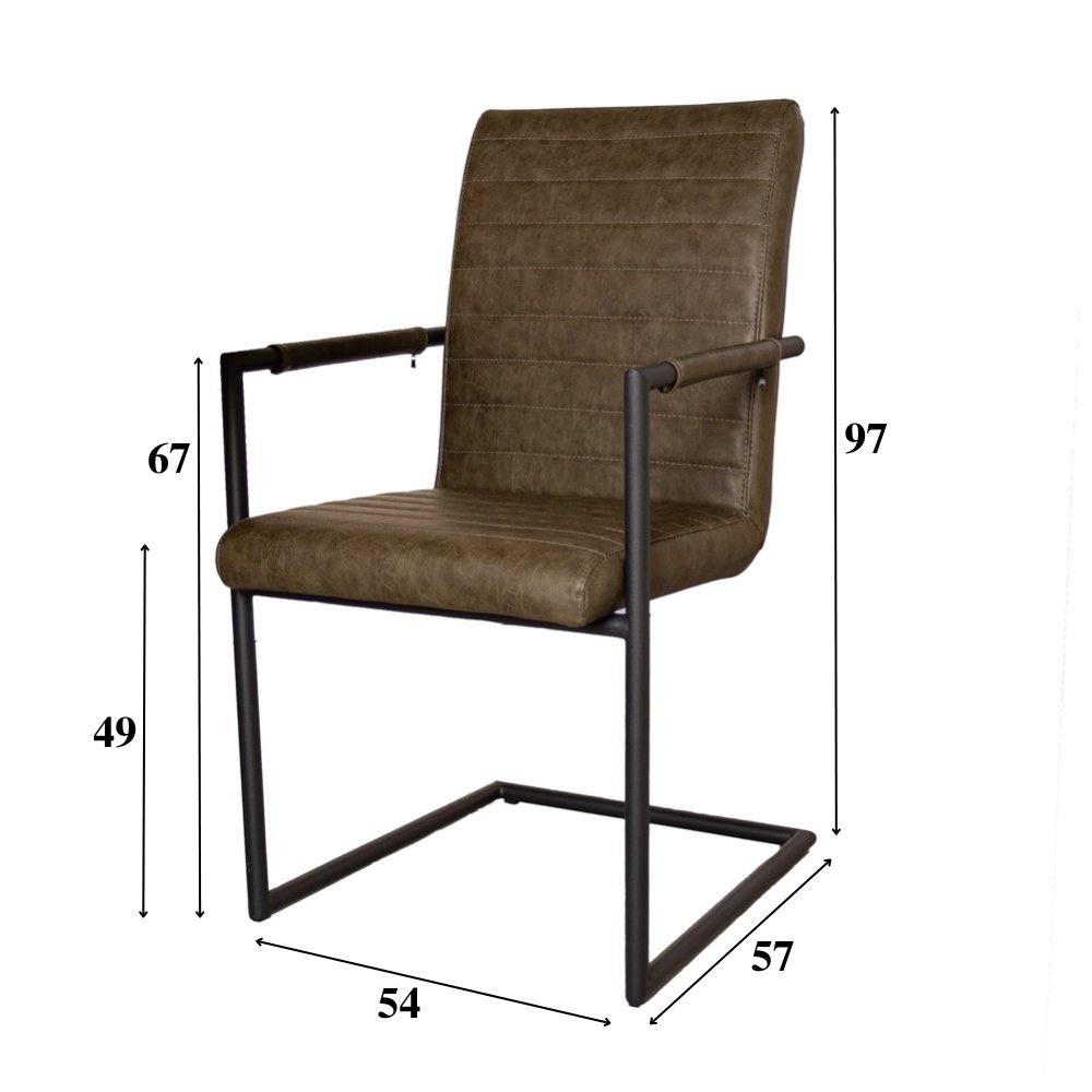 Set van 4 Eetkamerstoelen Bras Industrieel Groen - Met Armleuningen