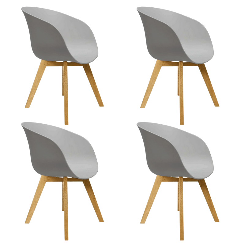 Set van 4 Eetkamerstoelen Herning Scandinavisch Grijs – Kunststof en Beukenhout