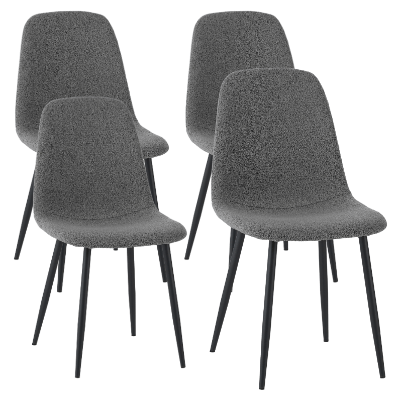 Set van 4 Scandinavische Eetkamerstoelen Grijs Bouclé Stof Swift - Zonder Armleuningen