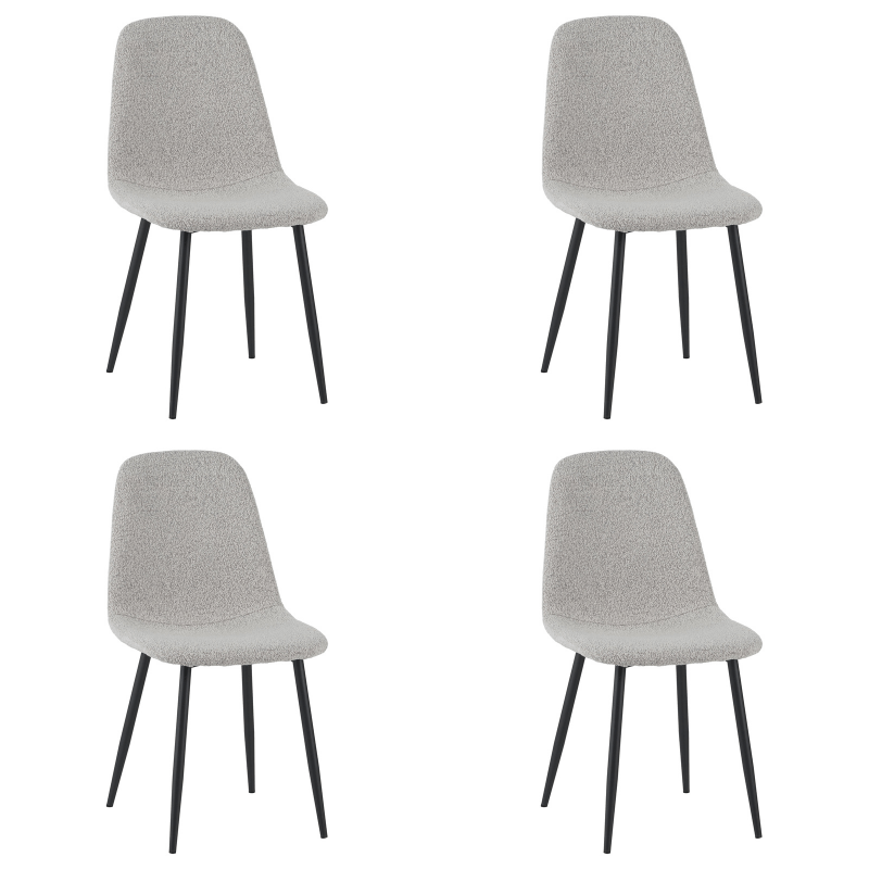 Set van 4 Scandinavische Eetkamerstoelen Naturel Melange Bouclé Stof Swift - Zonder Armleuningen