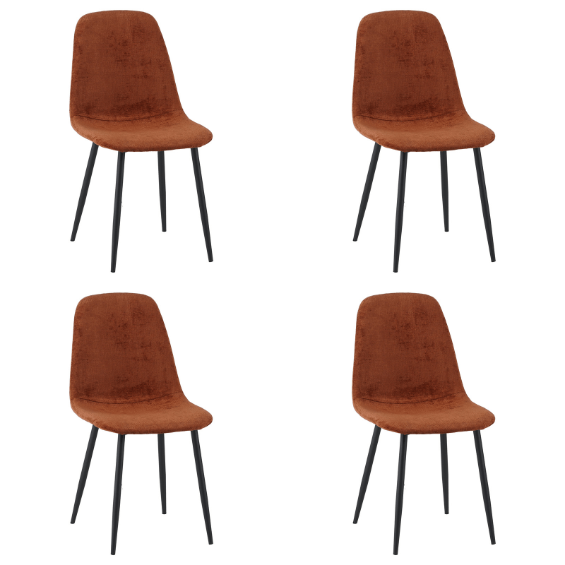 Set van 4 Scandinavische Eetkamerstoelen Terra Chenille Stof Swift - Zonder Armleuningen