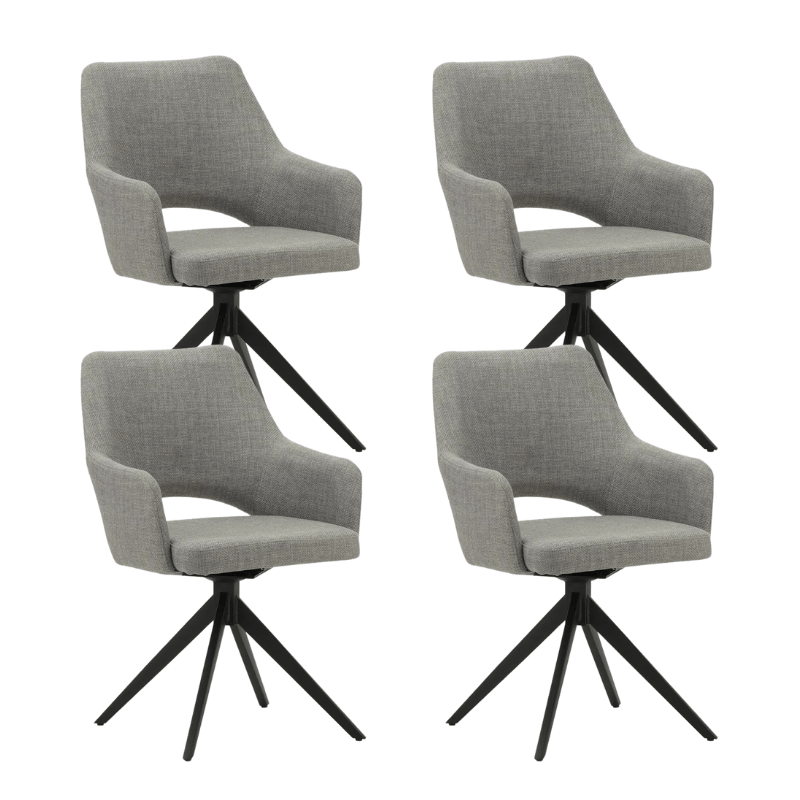 Set van 4 Draaibare Eetkamerstoelen Sid Grijs Stof - Met Armleuningen