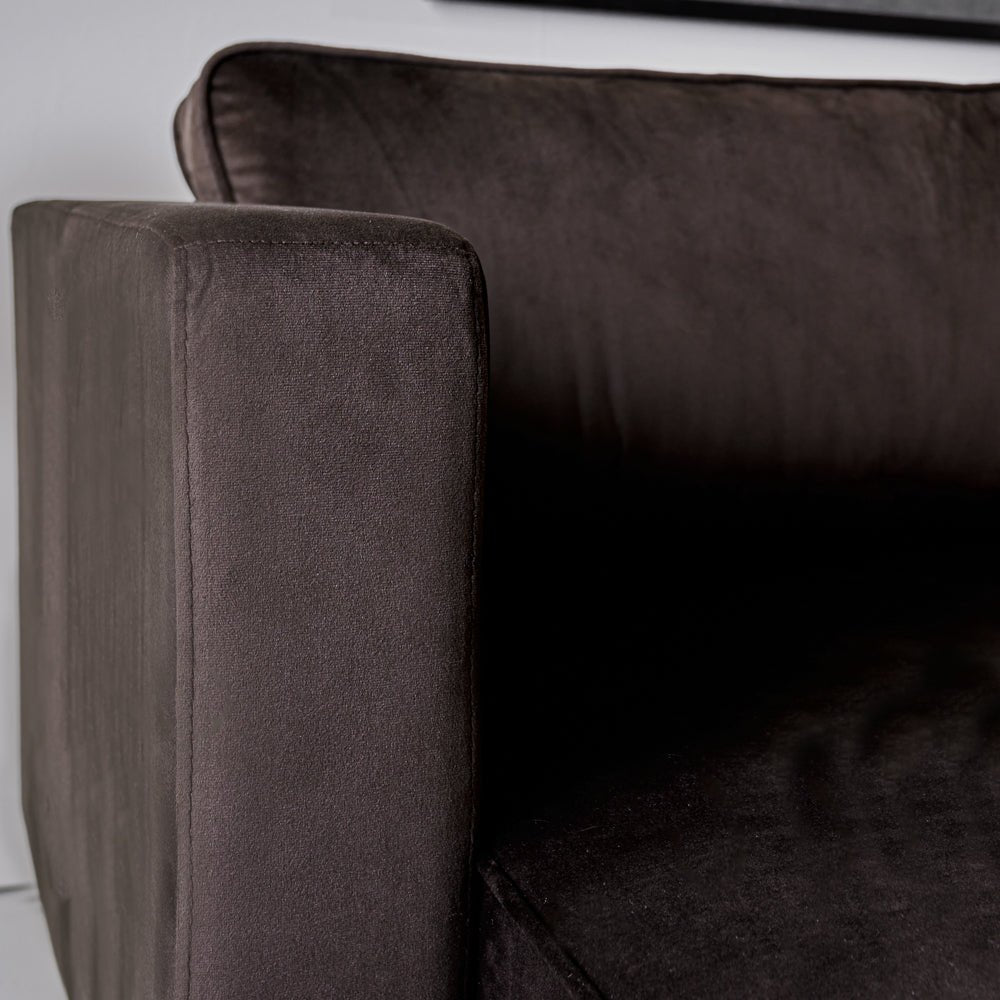 3-zits hoekbank Gino velvet bruin links