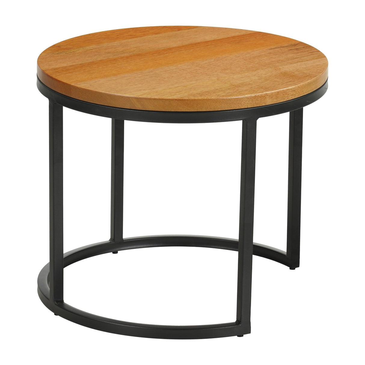 Salontafels-Set van 2 ronde salontafels naturel mangohout - industrieel - Rosy-Dimehouse