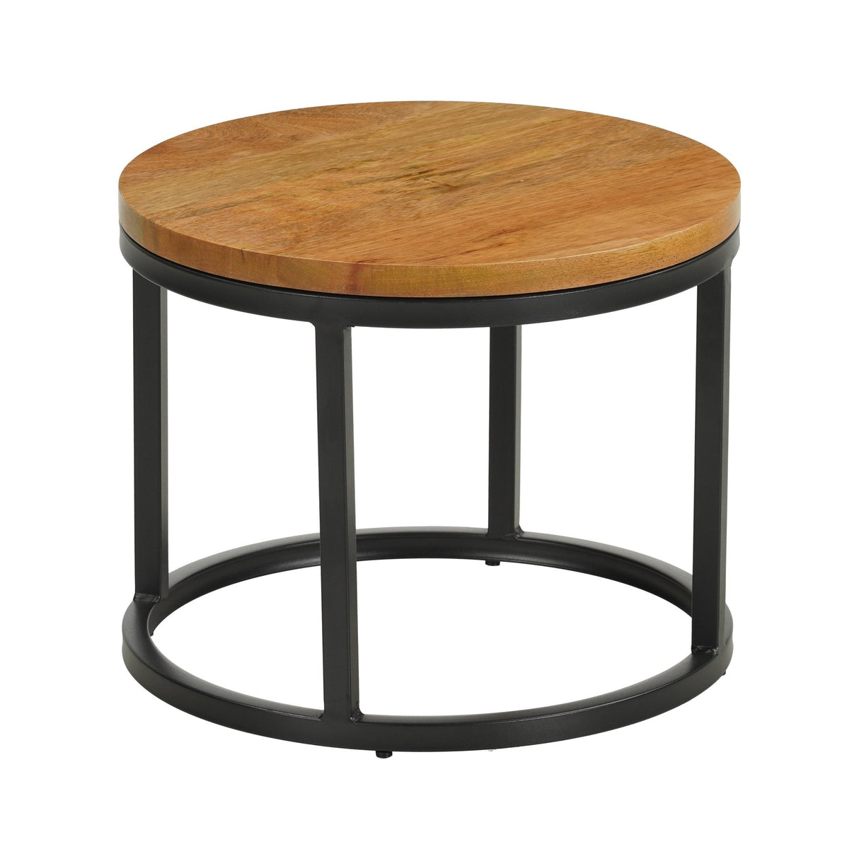 Salontafels-Set van 2 ronde salontafels naturel mangohout - industrieel - Rosy-Dimehouse