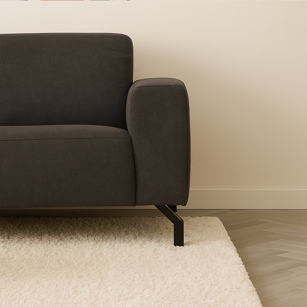 Industriële hoekbank stof antraciet Verona links