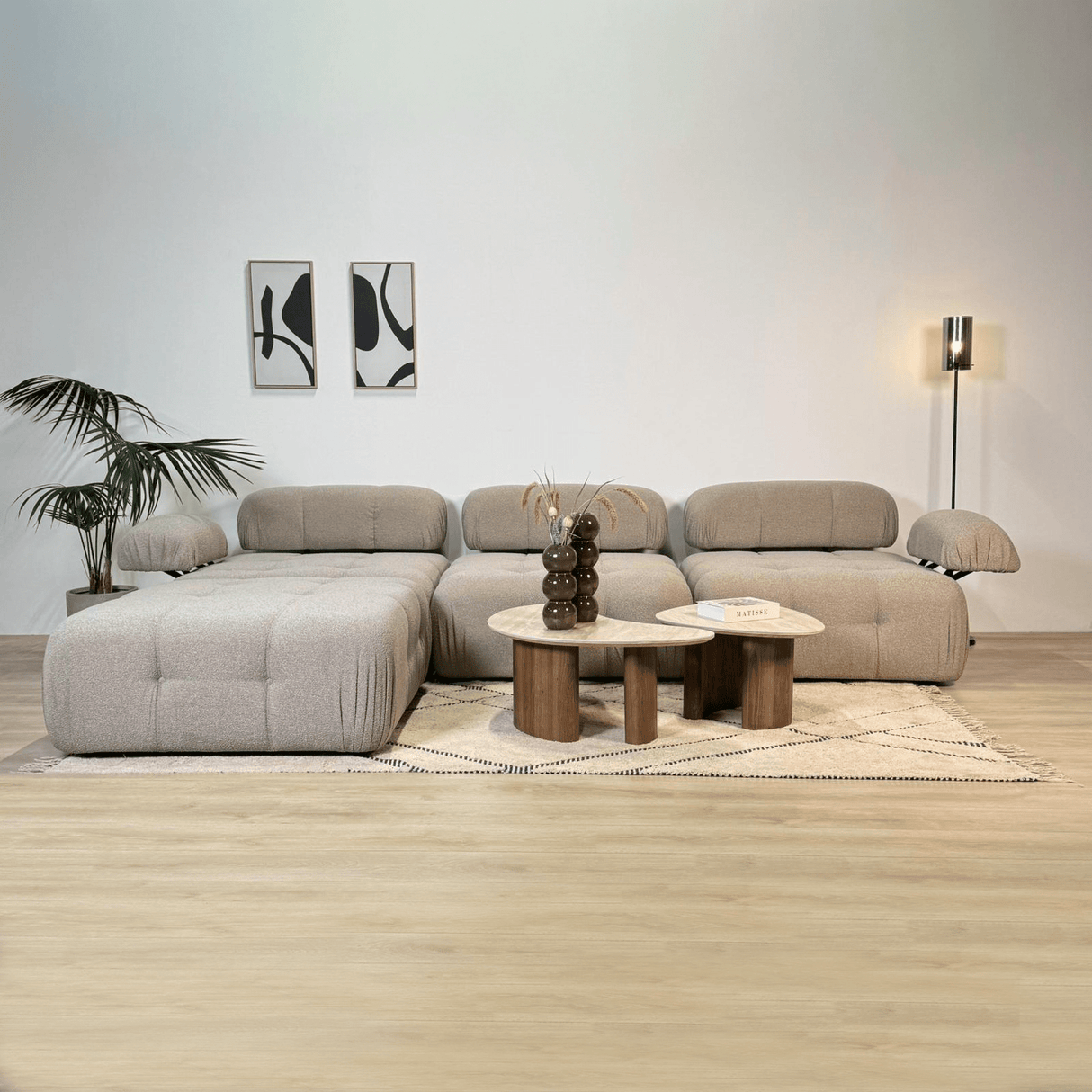 Modulaire bank 3-zits met hocker Doblo beige