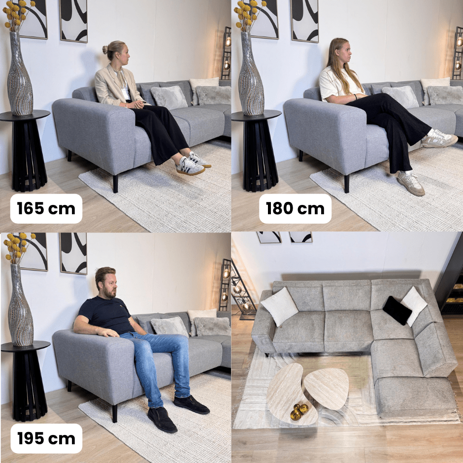 Hoekbank met compacte lounge beige gerecyclede stof Moby - links