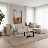 Modulaire XXL hoekbank beige linnen 430 cm breed Sora - rechts